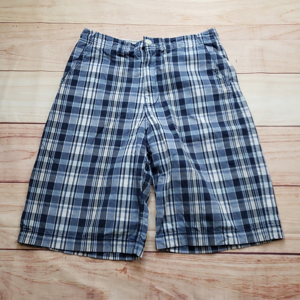 VINTAGE Foot Locker Plaid Shorts Mens 32 Blue White Checkered‎ Summer Cotton Y2K